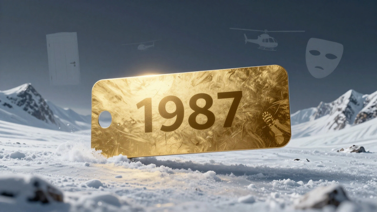 Золотой пропуск над нетронутым ледником, символизирующий эксклюзивность и уединение.