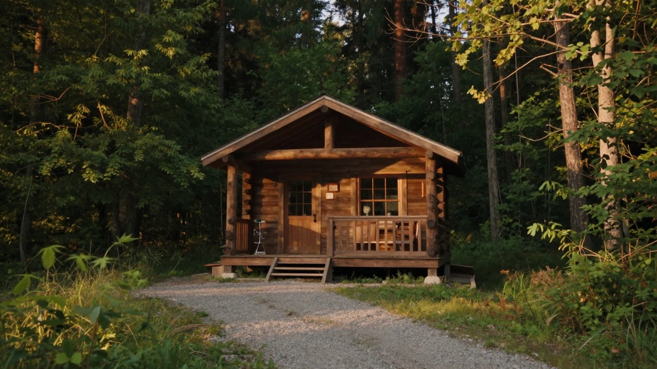 Уютный деревянный кордон лесничего в окружении дикого леса
