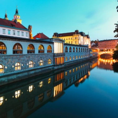 Ljubljana, Slovenia - Ljubljanica River and Central Market